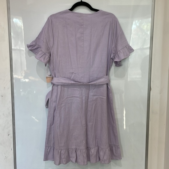 JUSTFAB Ruffle True Wrap Dress Linen Blend Size XXL NWT - Picture 10 of 14